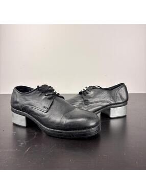 Guidi Metal Heel Derby — Women’s — Black Leather — Size 7 (24cm)